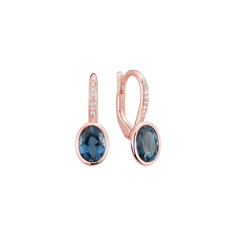 Náušnice s diamanty a topazem Elliptical Perfection