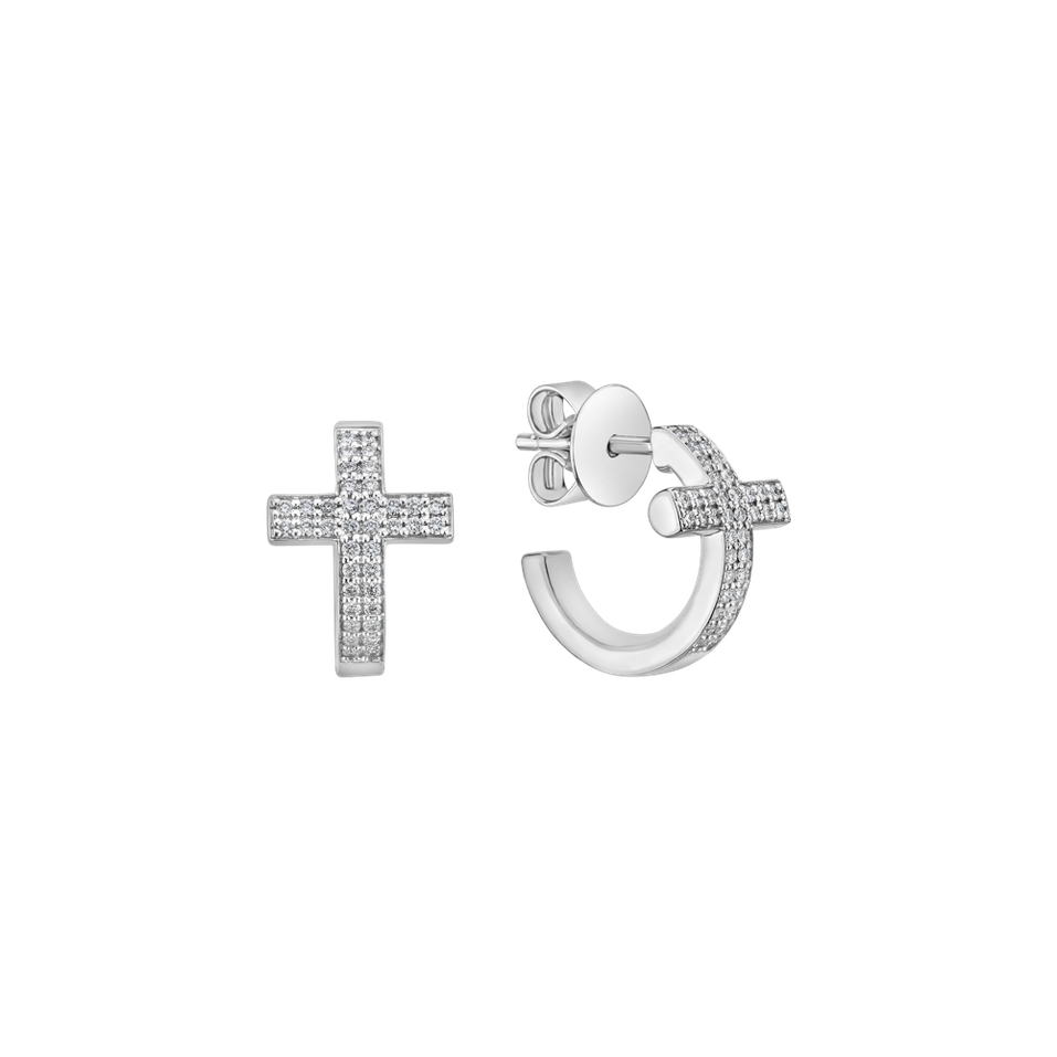 Náušnice s diamanty Circle Cross