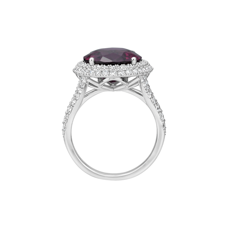 Prsten s diamanty a rhodolitem Born of LIght