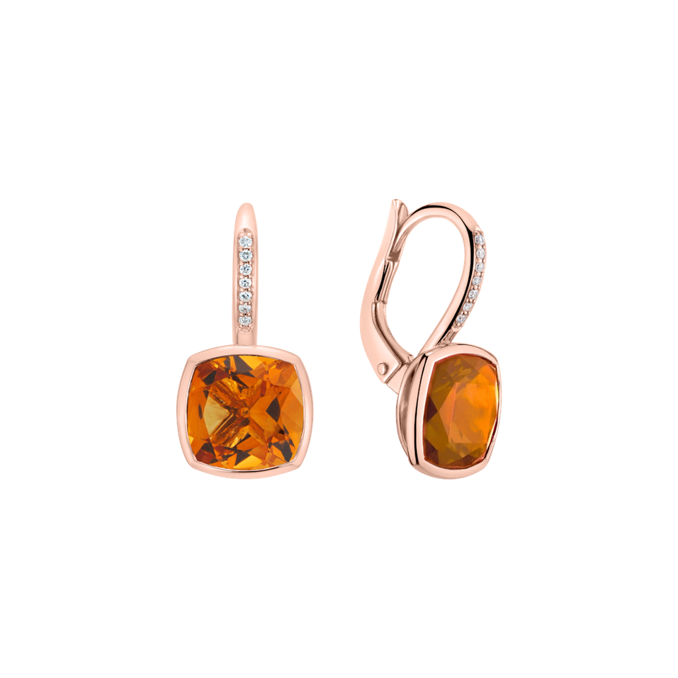 Náušnice s diamanty a citrínem Carelia