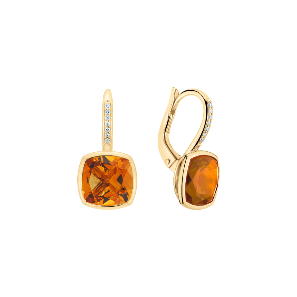 Náušnice s diamanty a citrínem Carelia