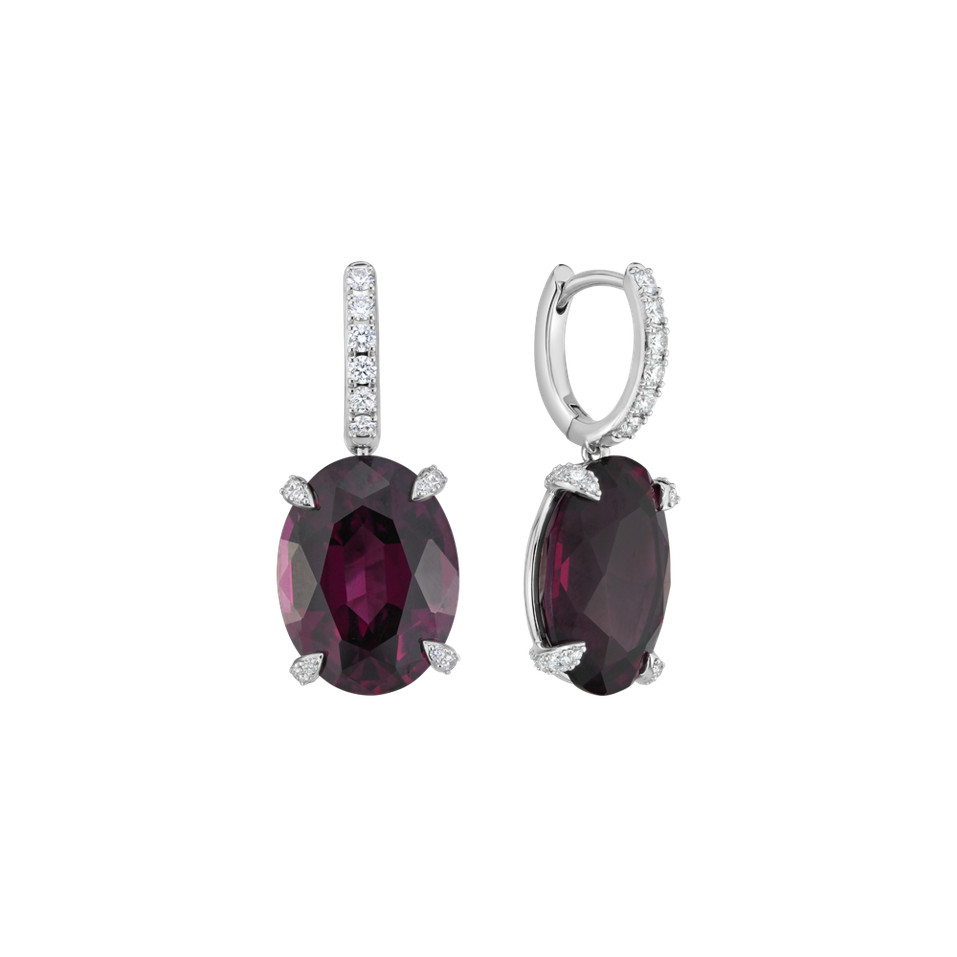 Náušnice s diamanty a rhodolitem Emeris
