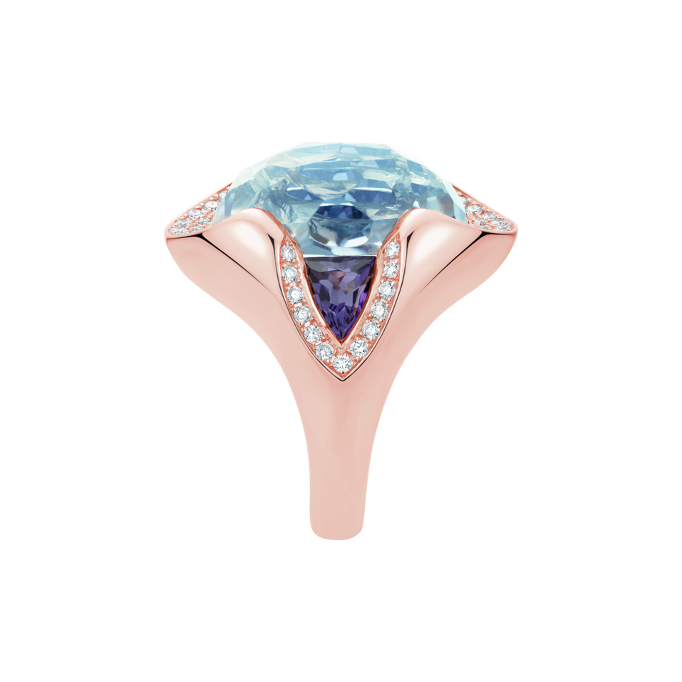 Prsten s diamanty a topazem a ametysty Viridian Grace