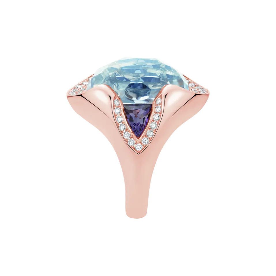 Prsten s diamanty a topazem a ametysty Viridian Grace