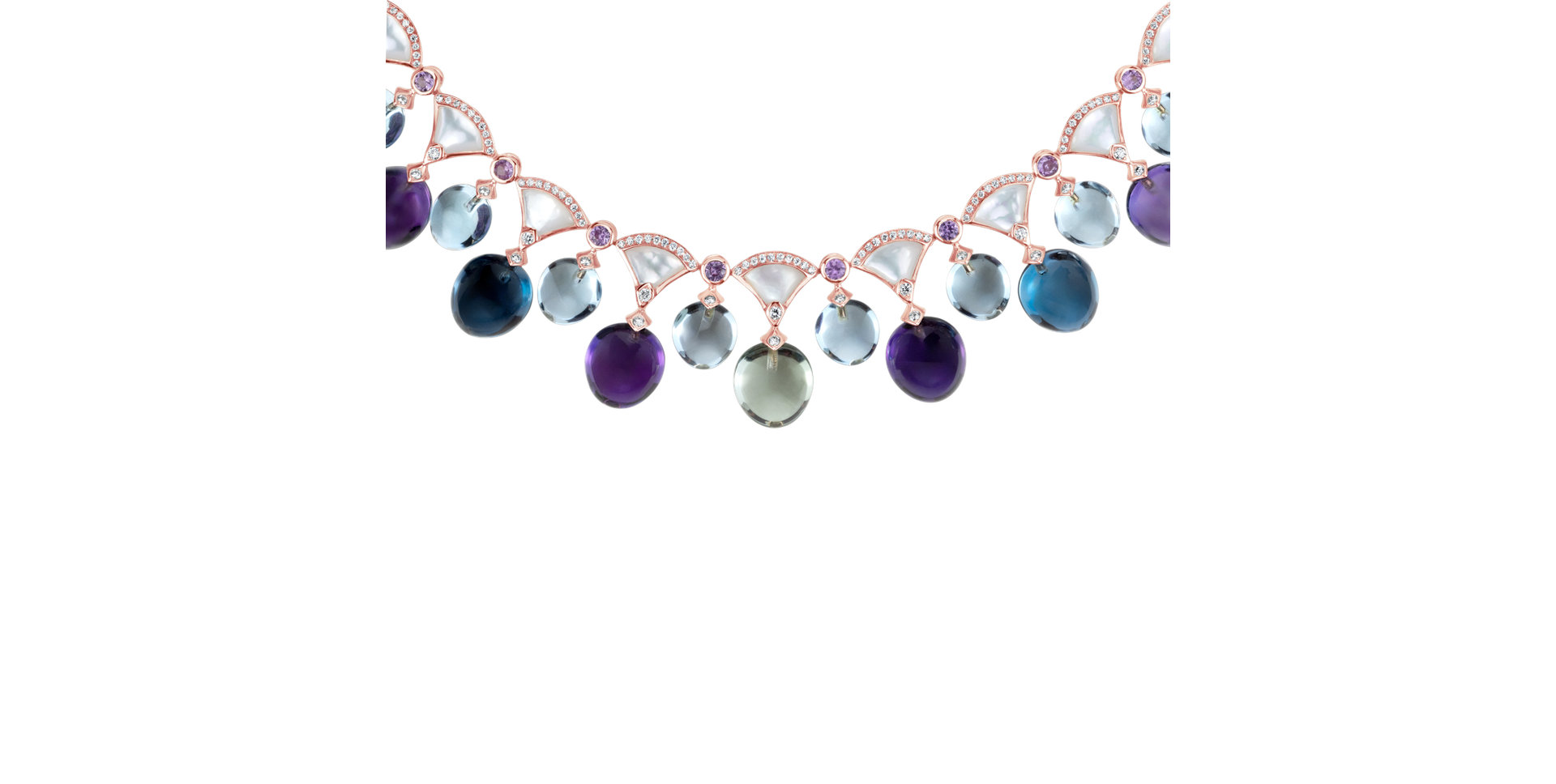 Náhrdelník s diamanty a drahokamy Prismatic Rain