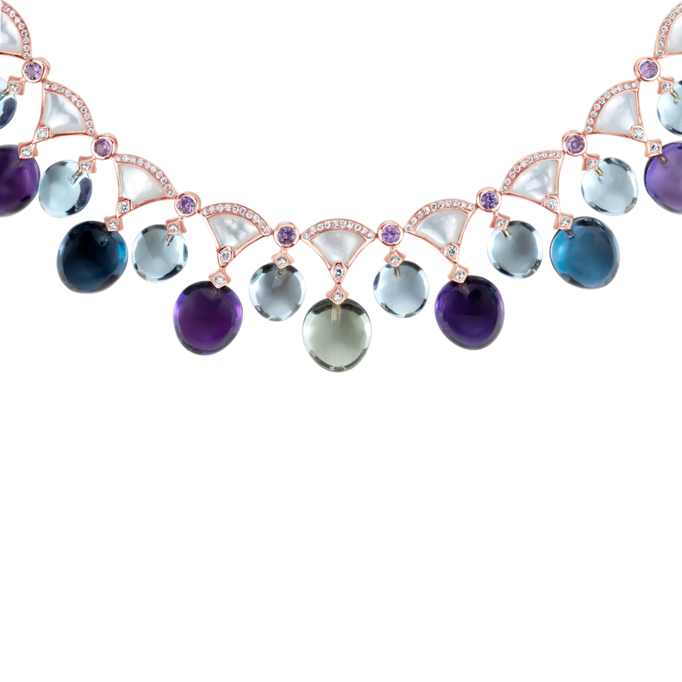 Náhrdelník s diamanty a drahokamy Prismatic Rain