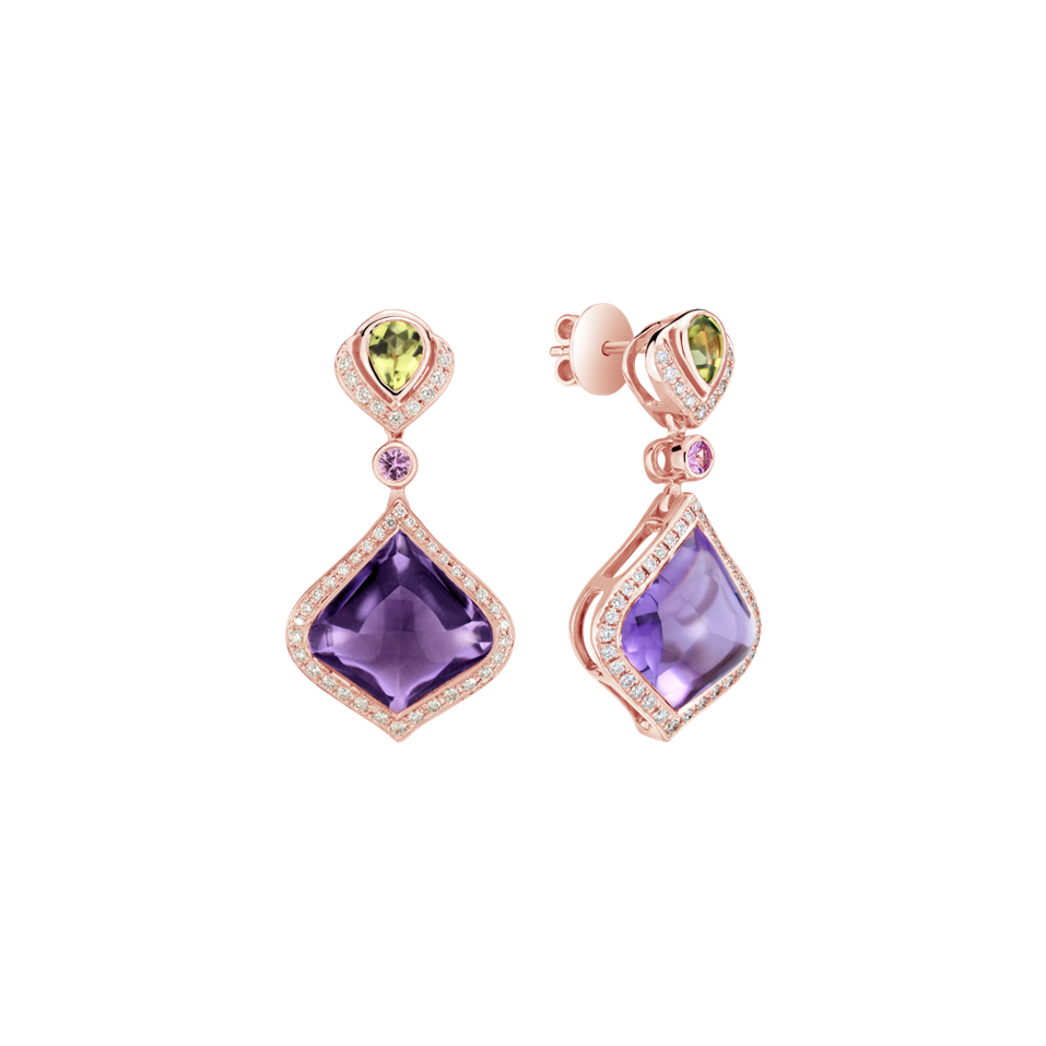 Náušnice s diamanty a drahokamy Kaelis