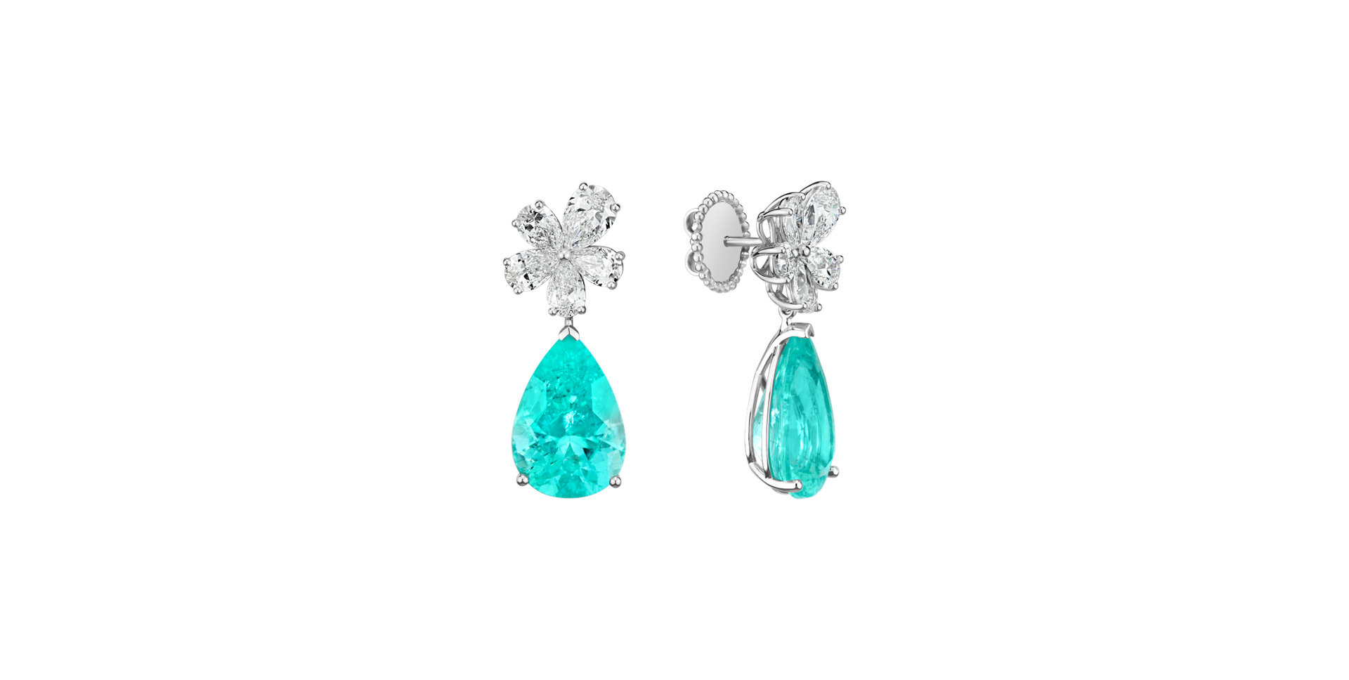 Náušnice s diamanty a paraibou Paraiba Grace