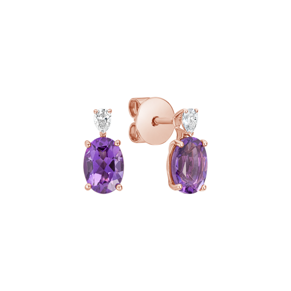 Náušnice s diamantem a ametystem Royal Aura