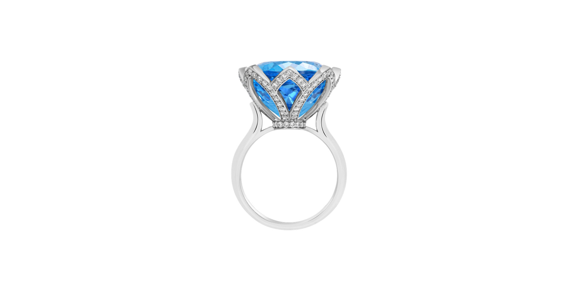 Prsten s diamanty a topazem Ice Blossom
