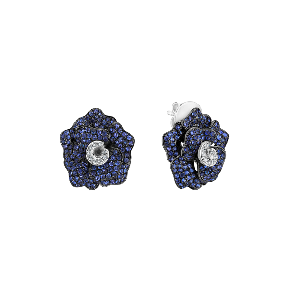 Náušnice s diamanty a safíry Camelia
