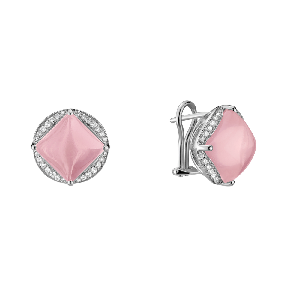 Náušnice s růženínem a diamanty Blooming Secrets