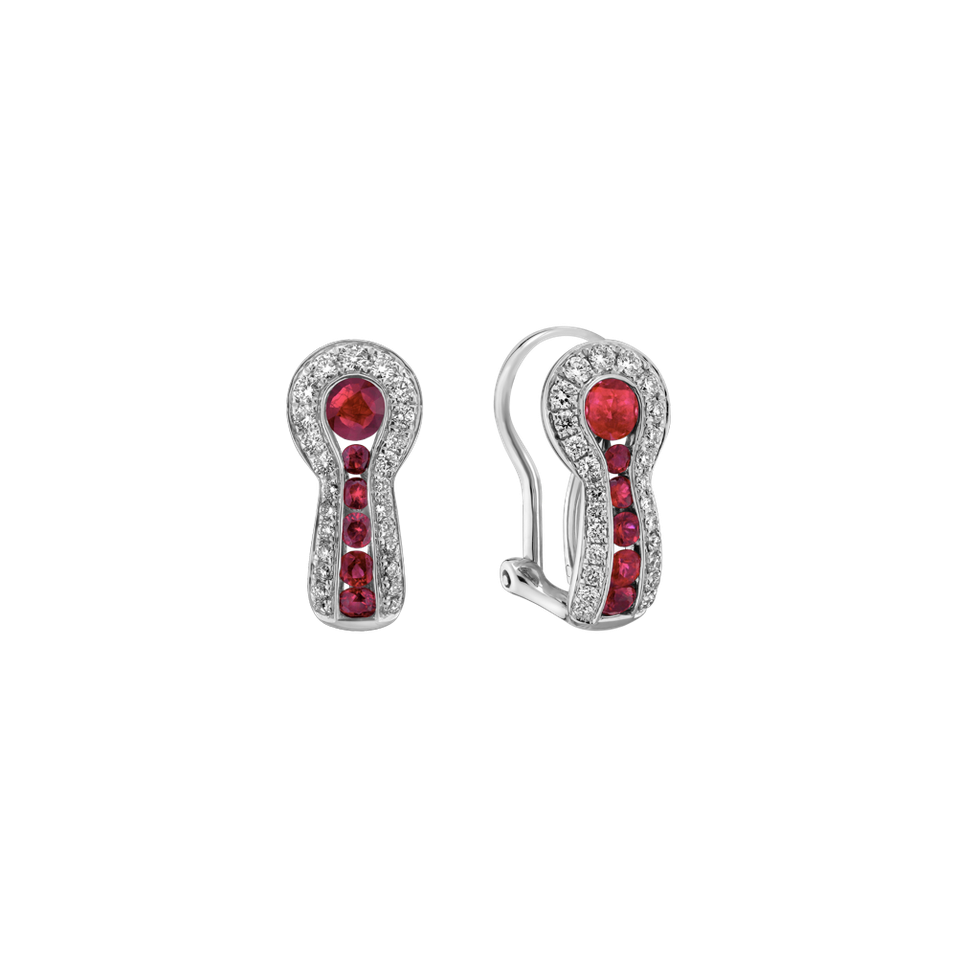Náušnice s diamanty a rubíny Dark Bella