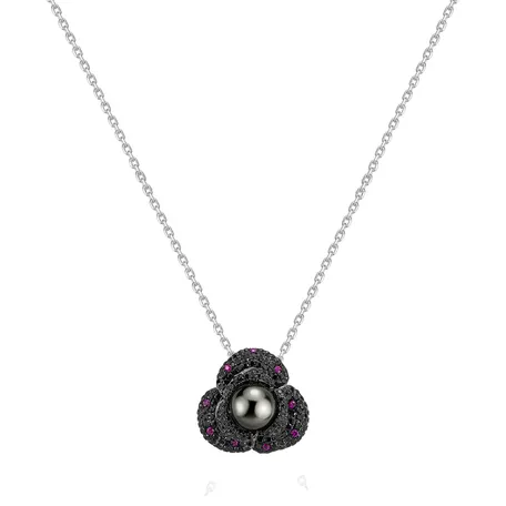 Brož a přívěs s perlou, černými diamanty a rubíny Brož a přívěs s perlou, černými diamanty a rubíny Dolores