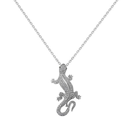 Brož a přívěs s diamanty a granáty Diamond Gecko