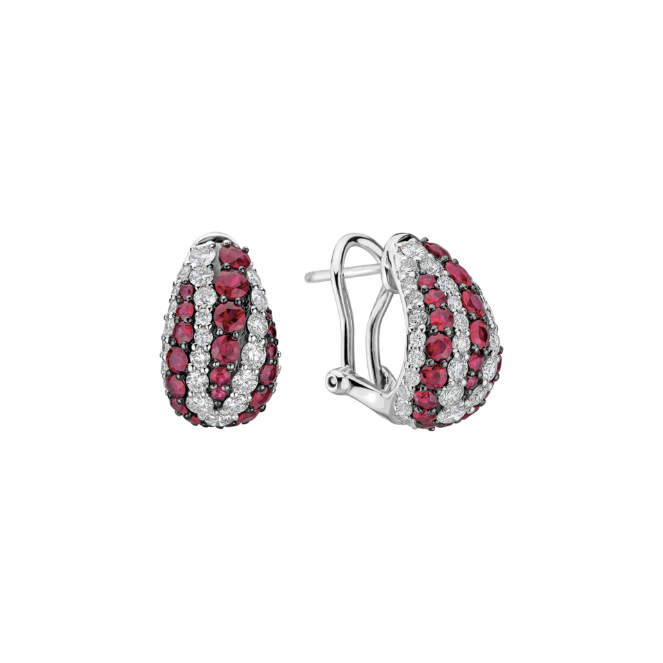 Náušnice s diamanty a rubíny Maroon Majesty