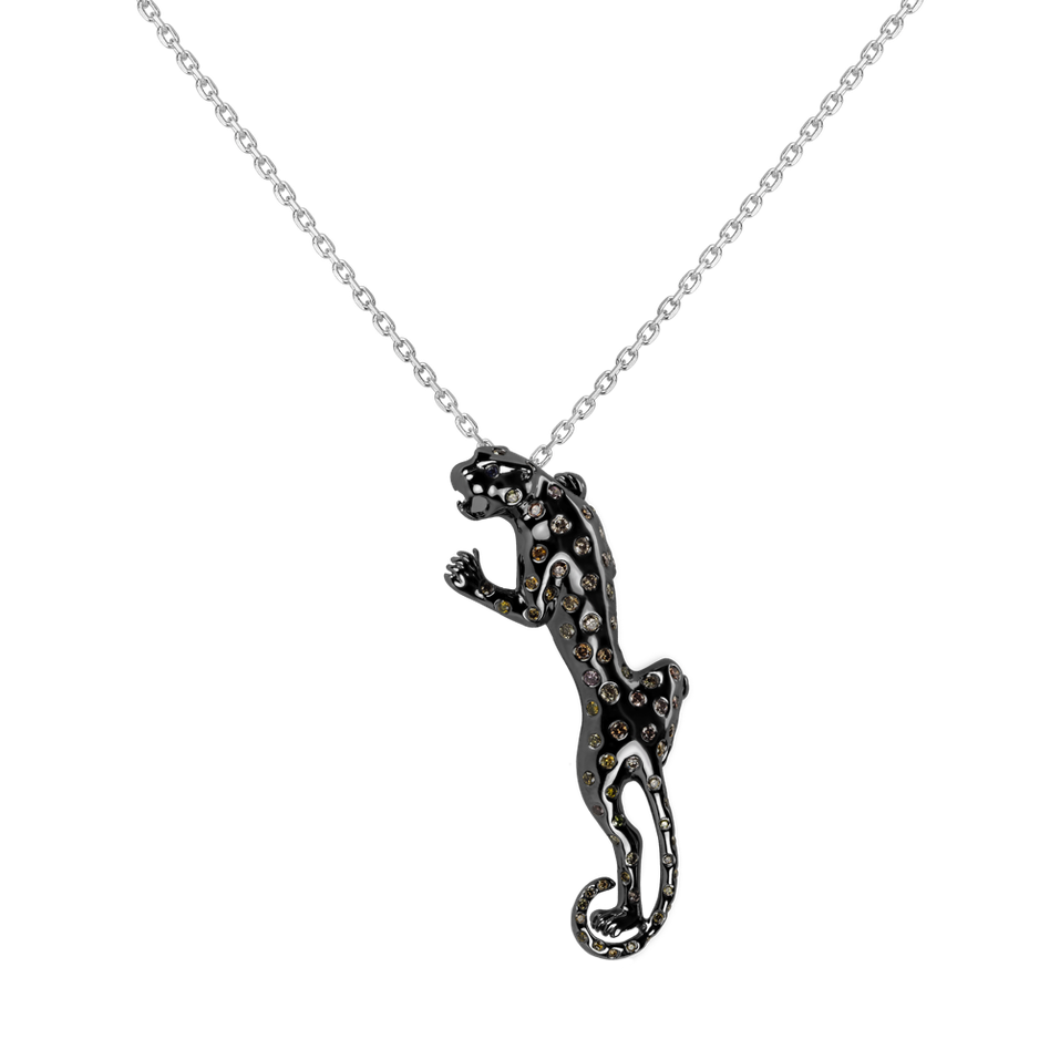 Brož a přívěs s hnědými diamanty a safíry Dark Puma
