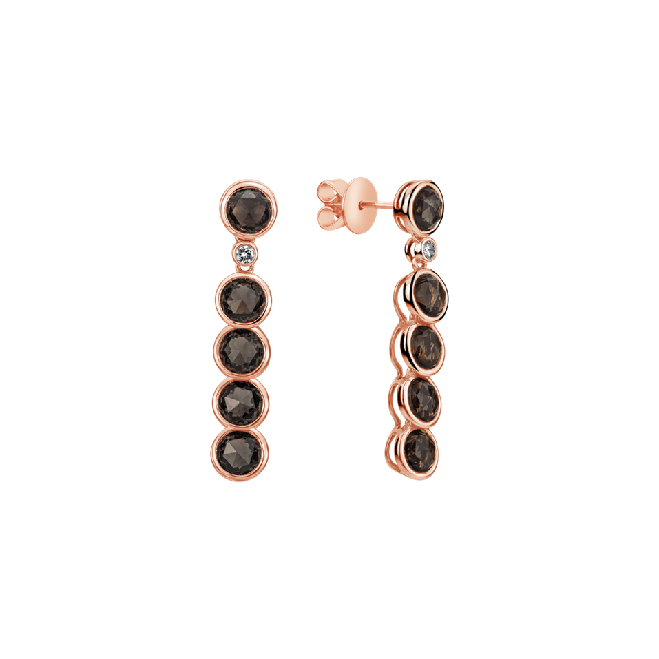 Náušnice s diamanty a smoky quartzem Eden Poem