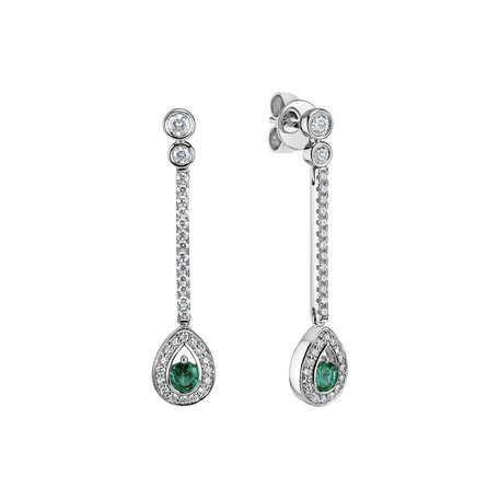 Náušnice se smaragdem a diamanty Glamour Drop