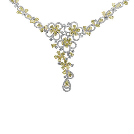Náhrdelník s bílými a žlutými diamanty Imposant Lady