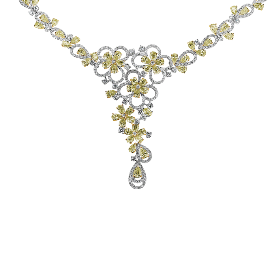 Náhrdelník s bílými a žlutými diamanty Imposant Lady