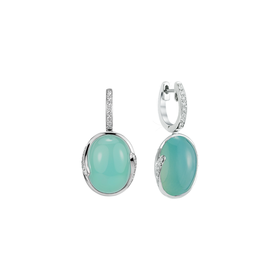 Náušnice s chalcedonem a diamanty Queen Attraction