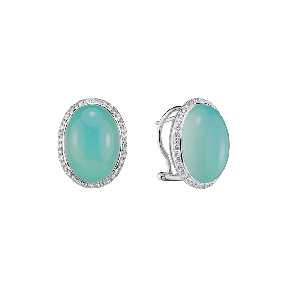 Náušnice s chalcedonem a diamanty BloomBurst