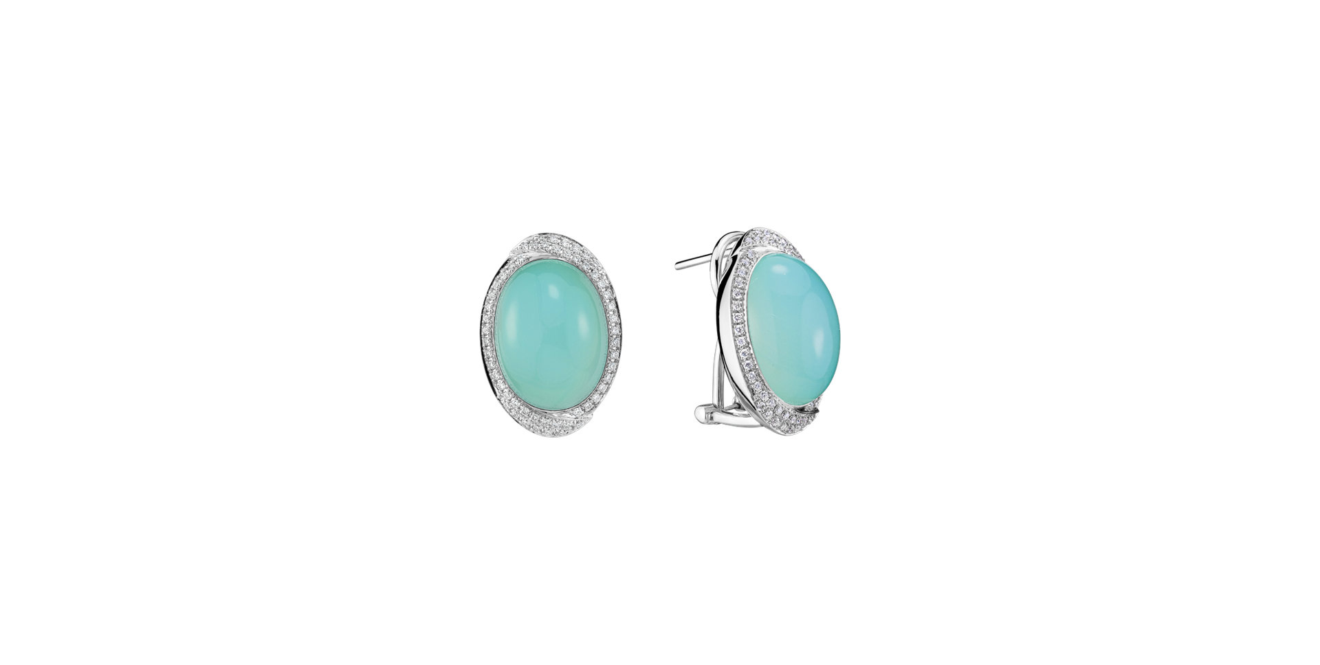 Náušnice s chalcedonem a diamanty Nighht Bloom