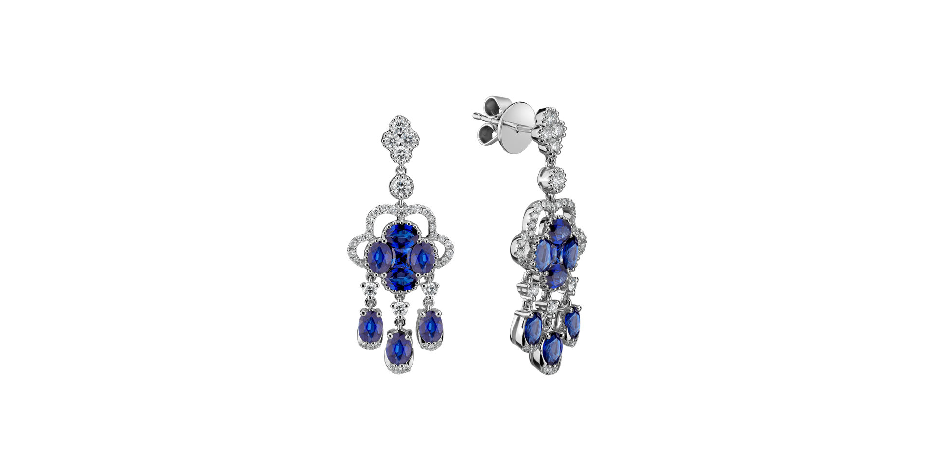 Náušnice s diamanty a safíry Aristocrat Miracle